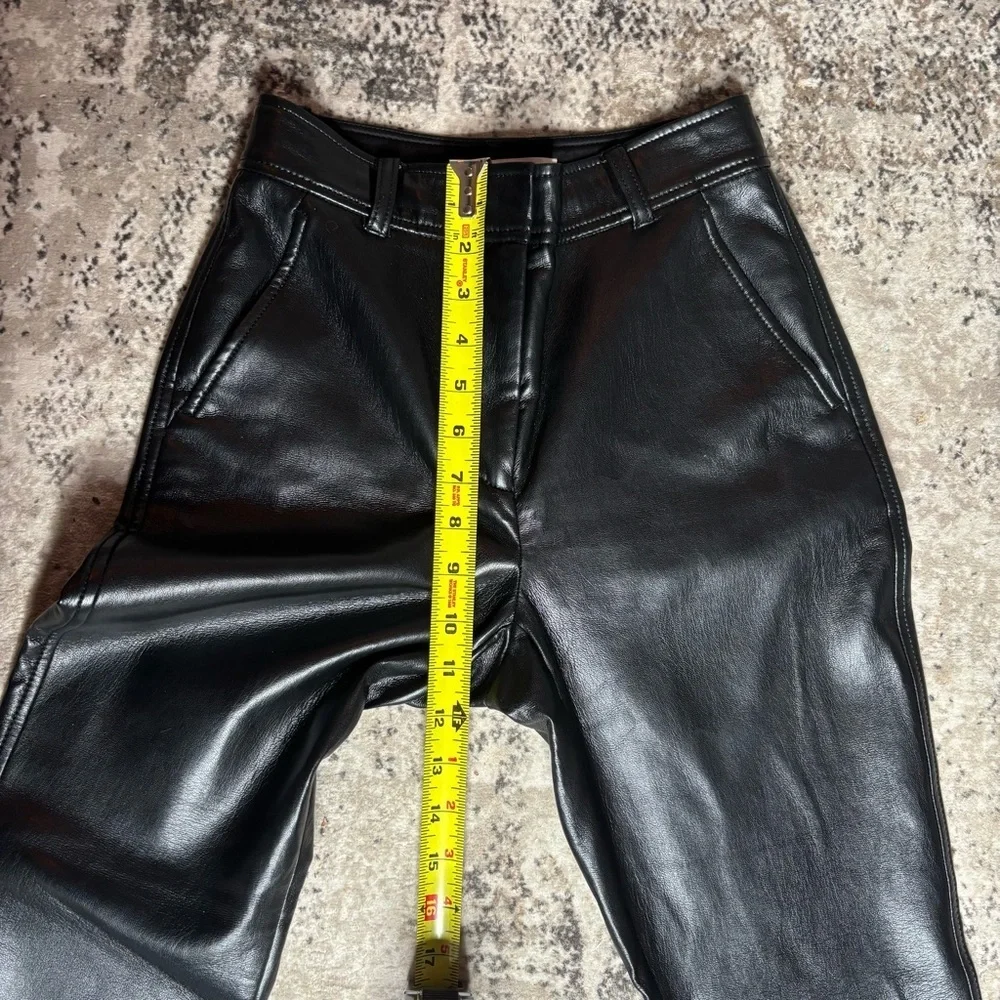 Babaton Black Faux Leather High Waisted Flare Pants Size Zero
